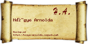 Hőgye Arnolda névjegykártya